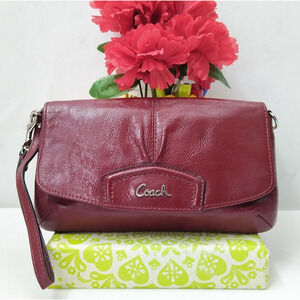 Coach Ashley Red Leather Credit Card Large Wristlet Wallet